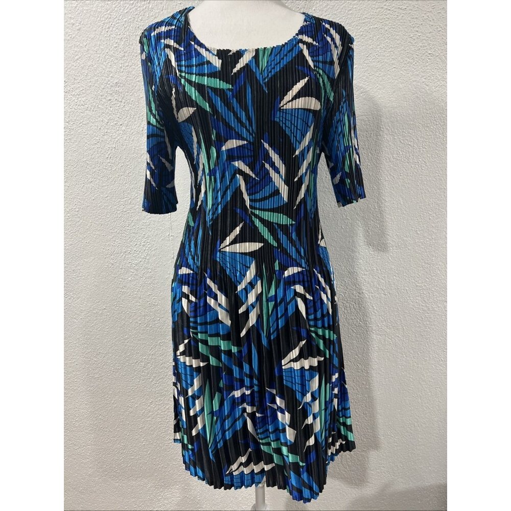 Magic Vintage Multicolor Floral Pleated Midi Length  Dress Size One Sz S-XLFairy